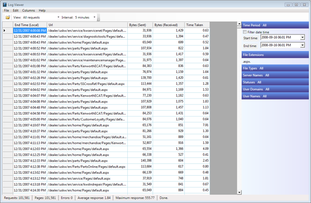 Screenshot of Web Log Analyzer