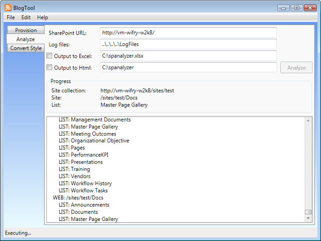 Screenshot of MovableType to SharePoint Blog Converter