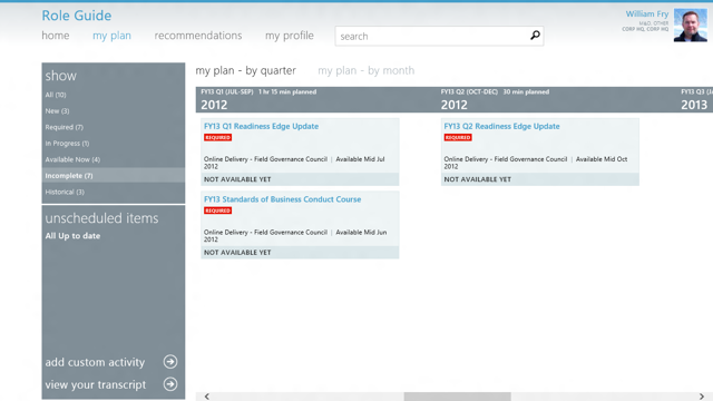 Screenshot of Role Guide App for Windows 8