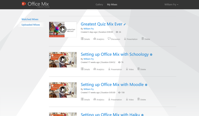 Screenshot of Office Mix