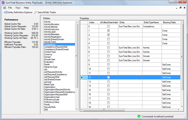 Screenshot of Business Entity Components