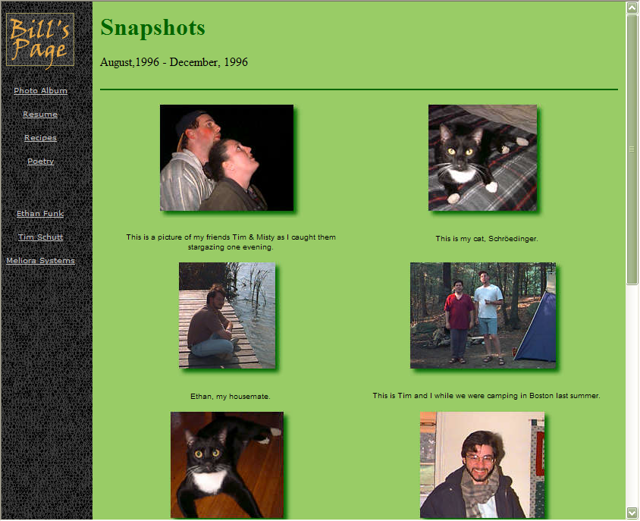 Screenshot of Personal Homepage 1997