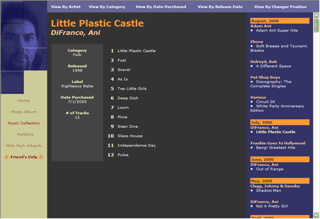 Screenshot of Personal Homepage 2000