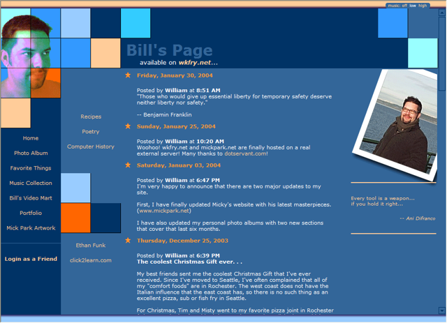 Screenshot of Personal Homepage 2004