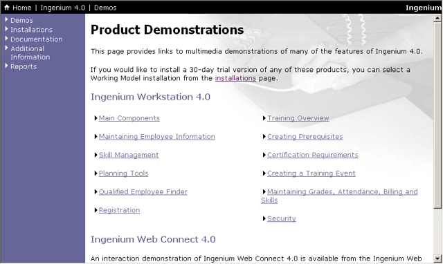Screenshot of Ingenium 4.0 CD-ROM
