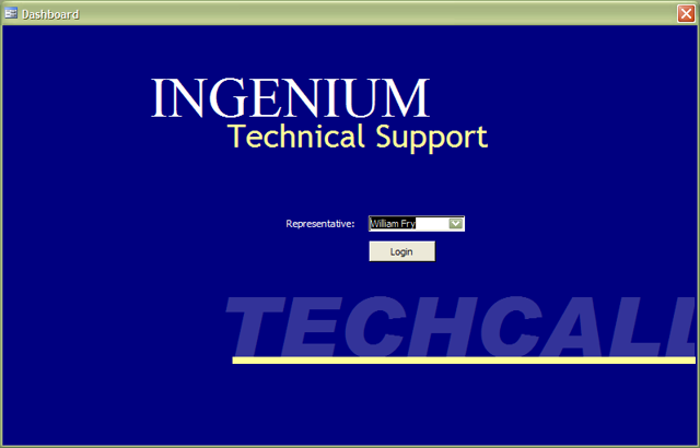 Screenshot of Technical Support Database