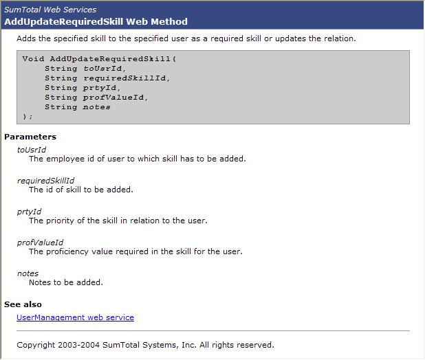 Screenshot of SumTotal 7.0 Web Services